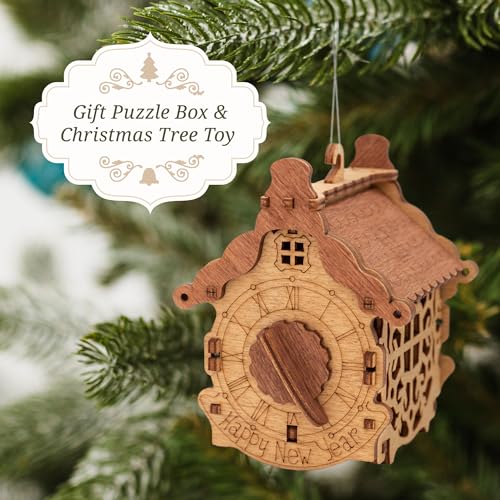 iDventure Happy New Year Treasure Box, 3D Puzzle Box with a Secret for Adults, Christmas Decoration Tree Toy, Cryptex - Image 2
