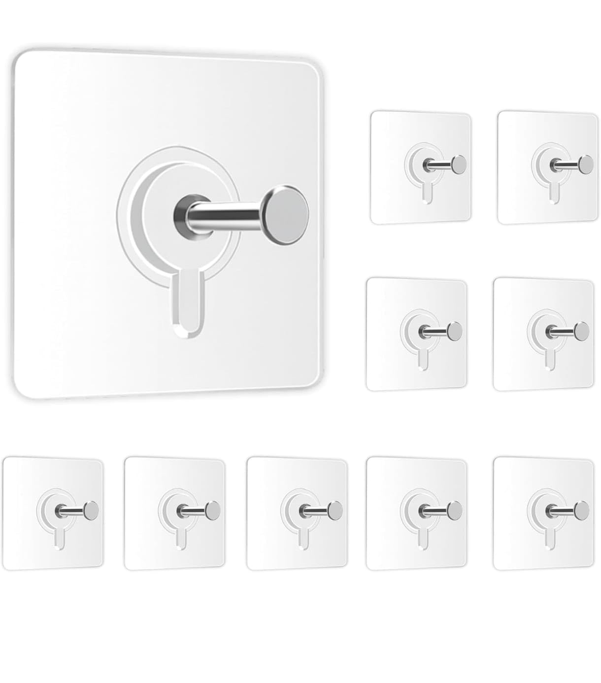 Self Adhesive Hooks for Secure Wall Hanging - Versatile 6mm Nail Hook for Photo Frames Hooks, Clocks, and More - Transparent (Pack of 10)-image-38