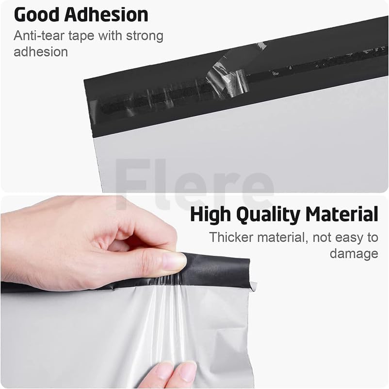 Image of Flere Tamper Proof Plastic Courier Bag /Polybag with Pod for Packing - 51 Microns Ecommerce Packaging, Envelopes, Pouches & Covers, 16x20 Inch, White and Black, Pack of 50