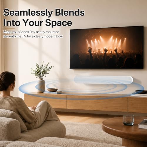 Image of Soundbar Mount for Sonos Ray Wall Mount, Floating Soundbar Mounting Bracket for Sonos Ray Sound Bar Brackets for Mounting Under TV (White)