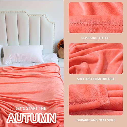 Image of NANPIPER Fleece Blankets, Super Soft Flannel Queen Size Blanket for Bed, Luxury Cozy Microfiber Plush Fuzzy Blanket,Living Coral