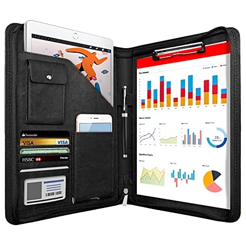 NEWYES Carpeta de Conferencias Zipper Cuero A4 Cover
