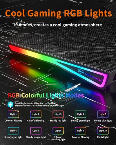 AICHESON Gaming RGB Laptop Cooler Pad with 9 Fans for 15.6 17 17.3 18 Inch Heavy Laptops, Quiet Computer Cooling Stand, Blue - Image 3