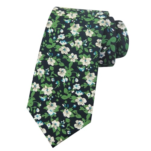 Image of Mantieqingway Men Skinny Tie Cotton Floral Necktie for Wedding Groomsmen Tie