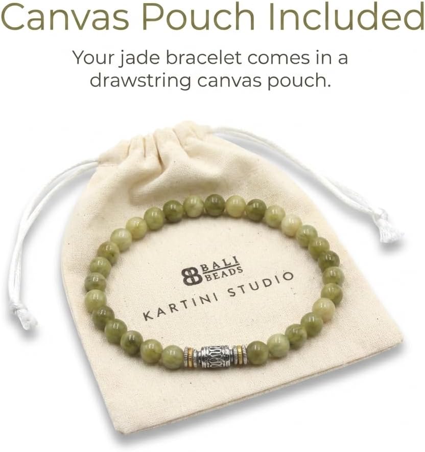 Kartini Studio Jade Bracelet, Men's Olive Jade Bracelet, Bead Jewelry for Man
