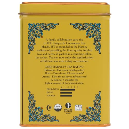 Image of Harney & Sons HT Organic Ginger Lemon Herbal Tea, 20 Sachets in Tin | Organic herbal tea with ginger root, lemon peel and black pepper. Naturally caffeine free.