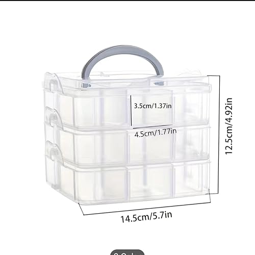 Miniatura 2 de RainbowBaby Organizador de caja de almacenamiento apilable de 3 niveles, 18 compartimentos ajustables, pequeños contenedores de plástico para