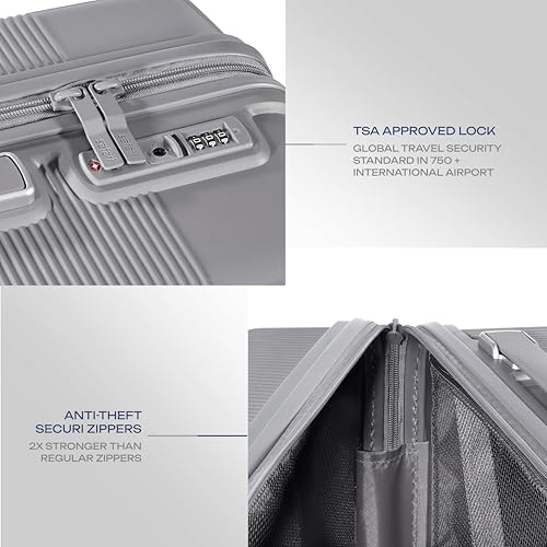 Image of Safari Select Trunk 65 Cm Medium Check in Hard Shell Trolley Bag with TSA Lock, Dual 8 Wheelss with 360 Degree Rotation and Anti-Theft Zipper, Luggage Bag, Suitcase for Travel, Grey