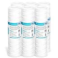 Membrane Solutions 50 Micron 10"x2.5" String Wound Whole House Water Filter Replacement Cartridge Universal Sediment Filters for Well Water - 6 Pack