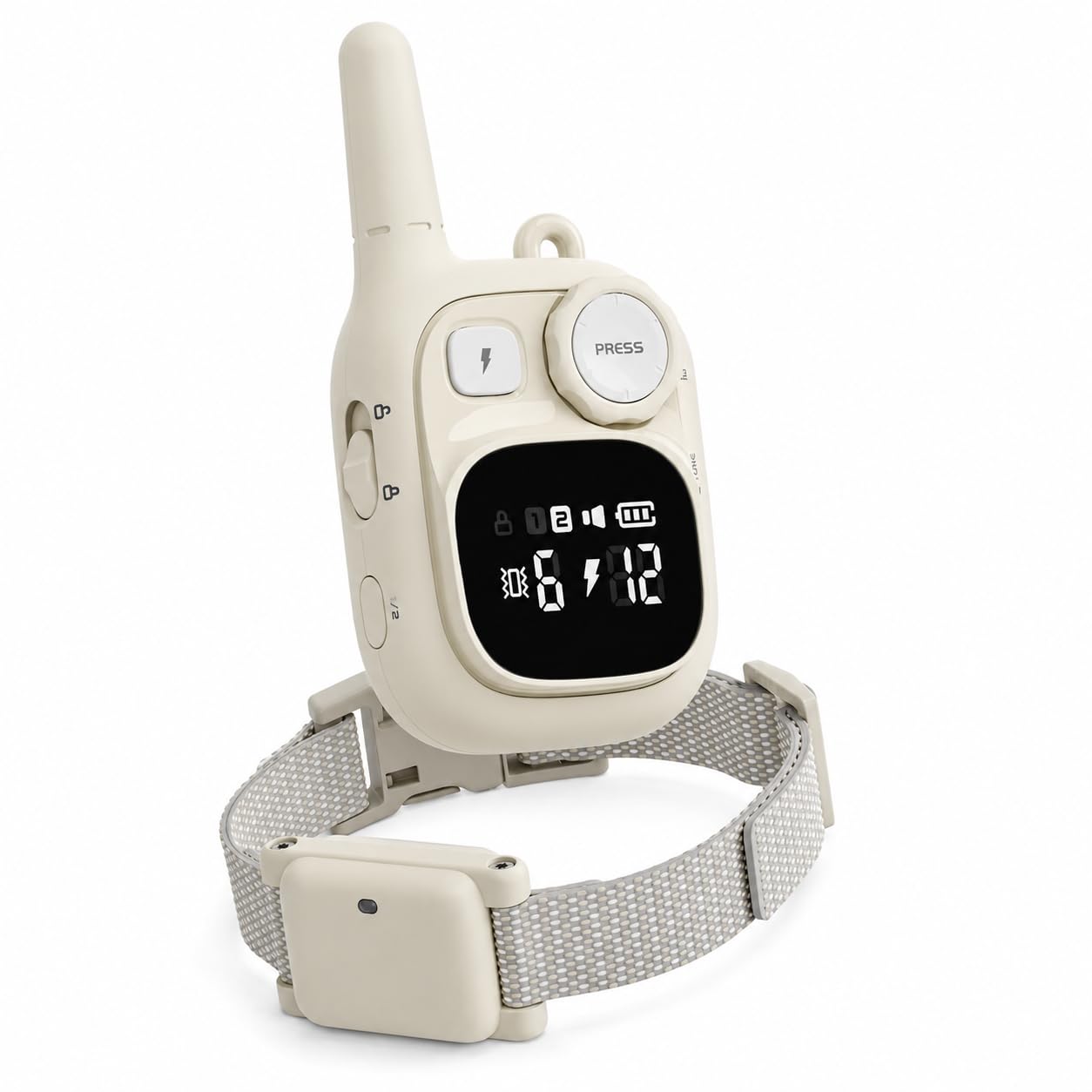 Collier de Dressage Chien, Collier électrique Chien avec Télécommande (portée de 550 m), Réglable et Rechargeable, Adapté Aux Petits Chiens et Chiots ou Aux Chiens Taille Moyenne à Grande (Beige)