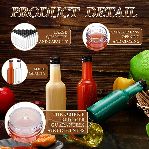 Zubebe 100 Pcs Hot Sauce Bottles Small Plastic Clear Woozy Bottles Empty with Leak Proof Black Screw Cap Mini Wine Liquor jars for Kitchen Sauce Salad Dressing Syrup Juice Whiskey (3 oz)