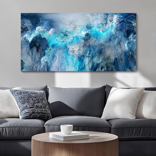 Image of Mofutinpo Blue Canvas Wall Art Modern Abstract Wall Decor for Living Room Contemporary Pictures for Bedroom Wall Decor Artwork for Walls Dinning Room Decoration Wall Navy Blue Office Decor20x40IN