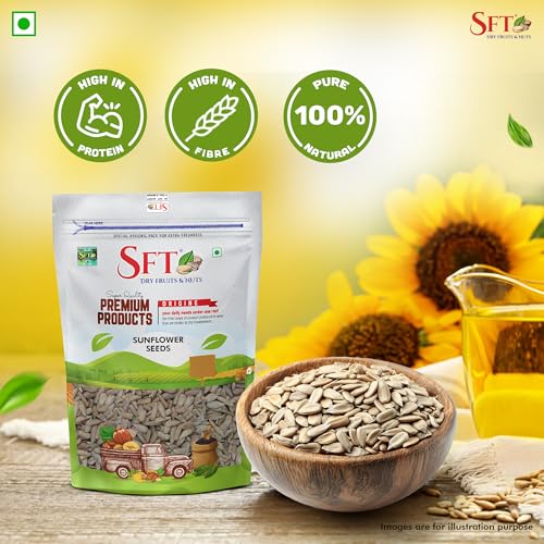 Image of SFT Sunflower Seeds 1 Kg - Raw Seed for Eating | Healthy Snacks | High in Vitamin, Fibre & Protein Seeds | Non - GMO seed | Diet Food | Gluten free | Premium Raw Sunflower seed