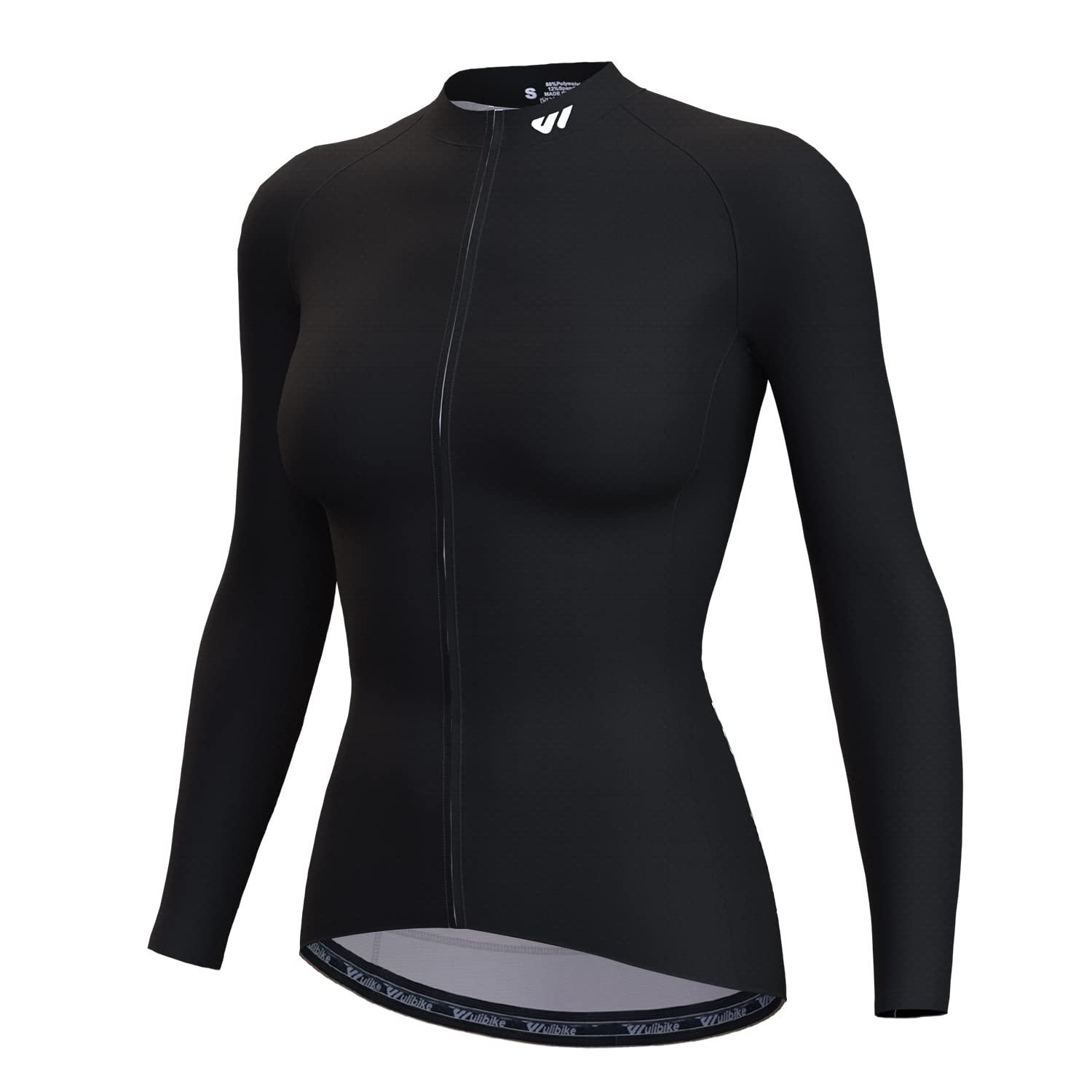 Wulibike Radtrikot Damen Langarm Fahrradtrikot Atmungsaktiv Rennrad Trikot mit 3 Rückentaschen