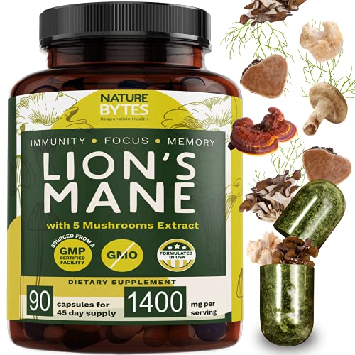 Lions Mane Mushroom Complex [100% Fruiting Bodies & Extracts] Lionâ€™s Mane, Reishi, Chaga, Maitake & Shiitake Powder for Nootropic Brain Support, Immune Health, Memory, Mood Boost and Focus