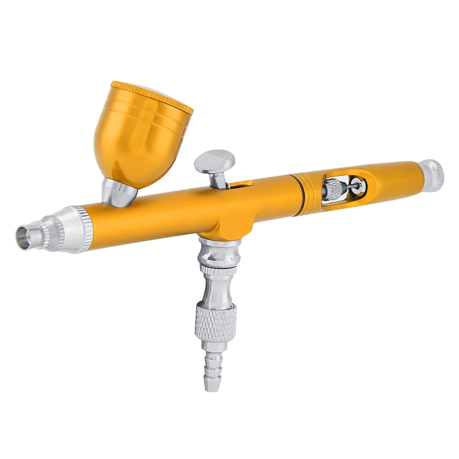 Dual Action Gravity Feed Airbrush Gun Set, 0.3mm Spray Art Paint Tattoo Nail Tool Kit, Profesional Enhancements Barber Spray Gun for Painting Fine Nail Art Tattoo Cake Decorating Hobbies (Golden)