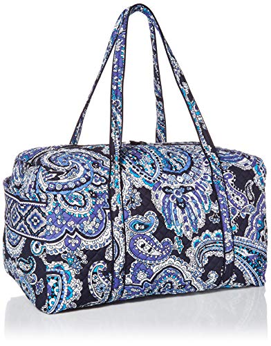 Vera Bradley Women's Signature Cotton Large Travel Duffel Travel Bag, Deep Night Paisley, One Size
