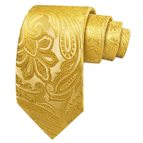 Image of Barry.Wang Men Tie Set Paisley Silk Necktie Pocket Square Cufflinks Formal Wedding Business Party