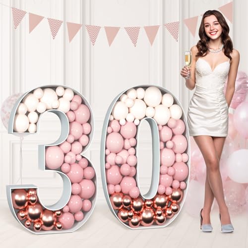 imprsv 3FT Mosaic Numbers for Balloons 30th Birthday Decorations Mosaic Number Frame 30 Large Numbers for Party Number Balloon Anniversary Decor