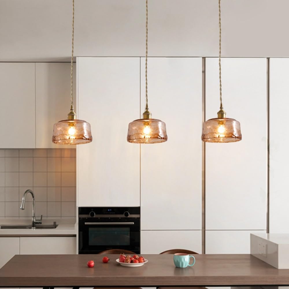 Lampadario Piccolo in Stile Nordico retrò, lampade a Sospensione in Vetro per Interni, Lampada a Sospensione Rotonda Color Ambra dal Design Creativo e Personale, Lampada da soffitt