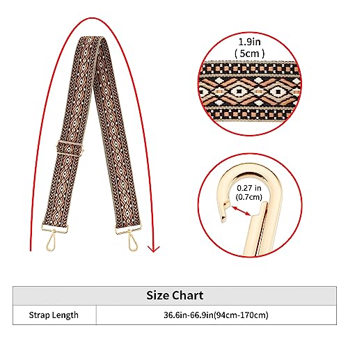 Image of Wide Shoulder Strap Adjustable Replacement Belt Guitar Style Crossbody Bag Handbag Strap Multicolor Canvas Straps(Wide:2in)(Color18)