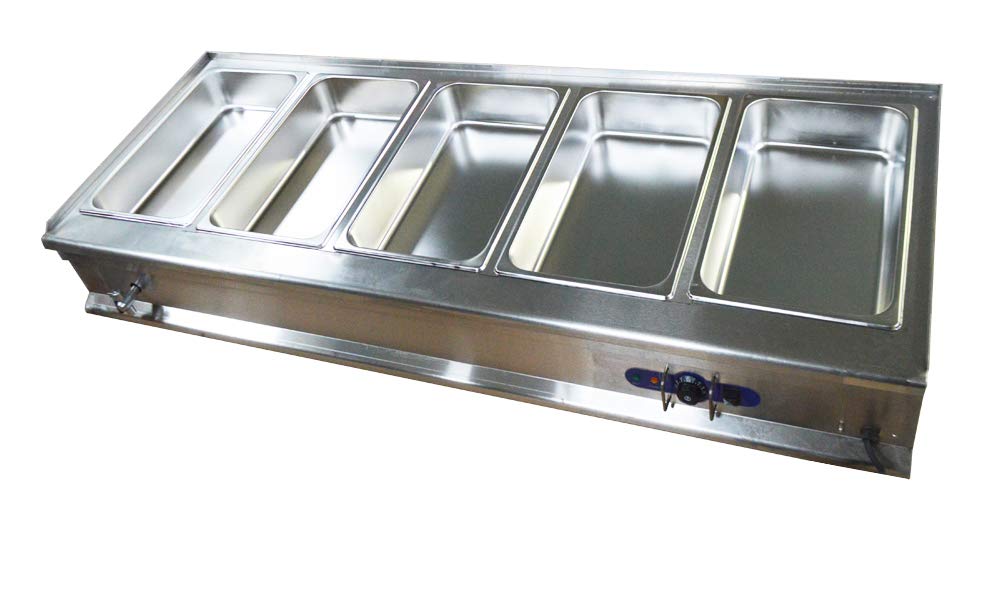 PreAsion Food Soup Warmer Bain Marie Steam Table Commercial Canteen Buffet Heater Stove 21x13x4inch Pan 5 Pan