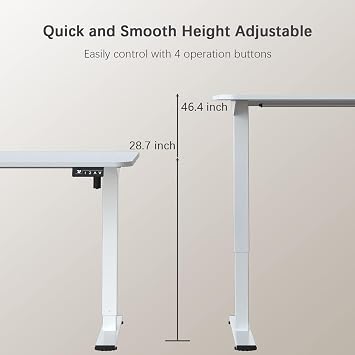 Furmax Electric Height Adjustable Standing Desk Large 63 x 24 Inches Sit Stand Up Desk Home Office Computer Desk Memory Preset with T-Shaped Metal Bracket, White