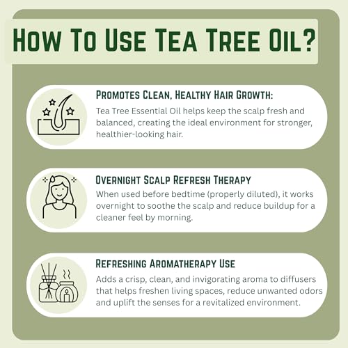 Image of KUNJ Tea Tree Essential Oil for Acne Care, Dandruff, Hair & Scalp Care 30ml | 100% Pure Steam Distilled Tea Tree Oil for Face, Nails, Diffuser & Aromatherapy | Natural Essential Oil