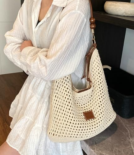 Straw Beach Bag Boho Woven Shoulder Handbag for Women Summer Beach Tote Purse Straw Hobo Bag Crossbody Purse Woven Satchel2