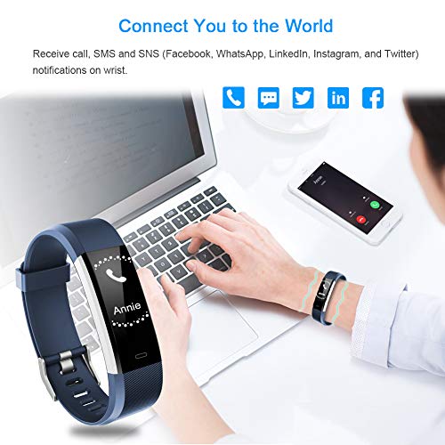 LETSCOM Fitness Tracker HR, Activity Tracker Watch with Heart Rate Monitor, Waterproof Smart Fitness Band with Step Counter, Calorie Counter, Pedometer Watch for Women and Men