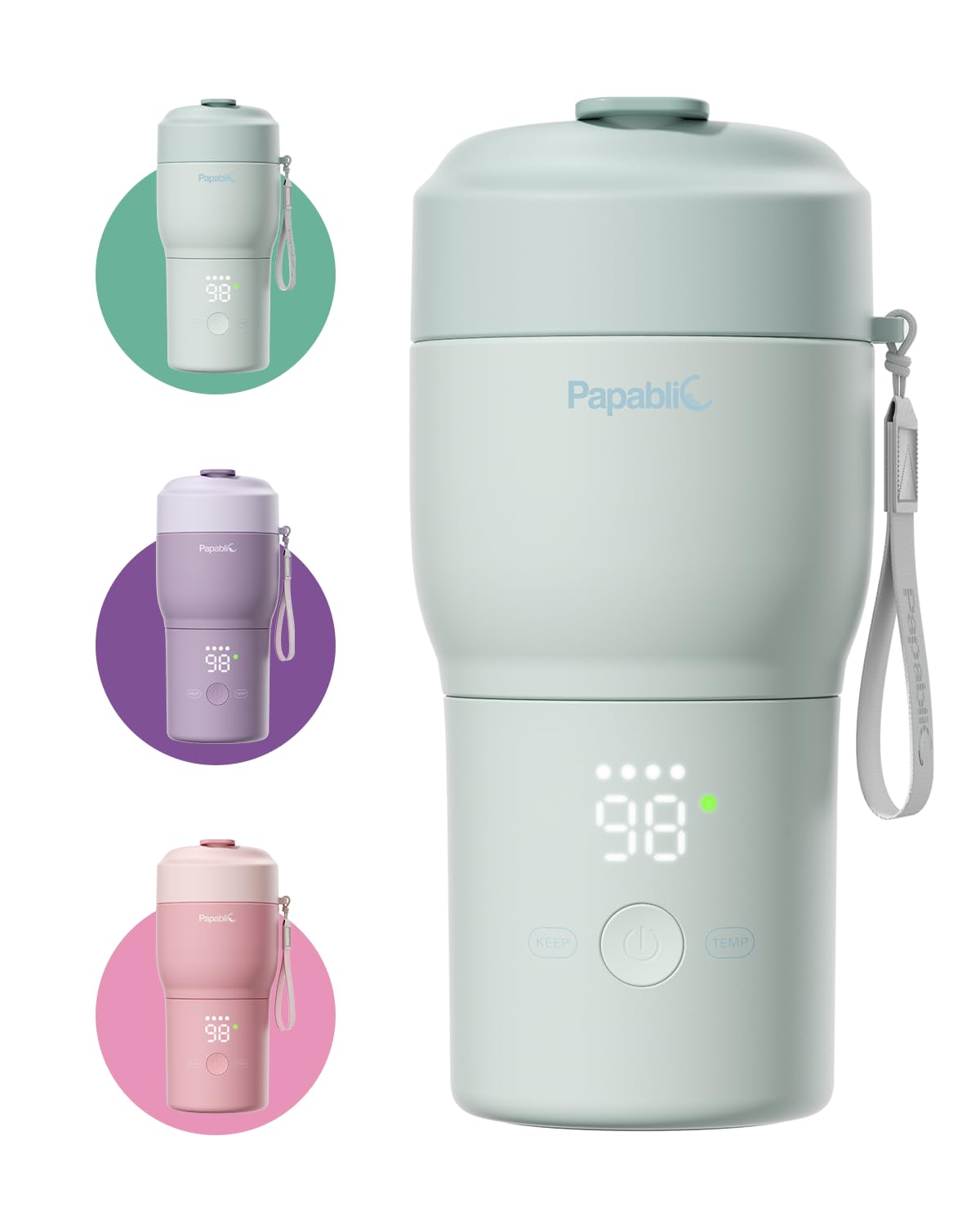 Photo 1 of Papablic Pro Portable Bottle Warmer for Travel – 3X Faster Heating, Built-in Sterilizer, 5 Temp Settings, Baby Milk & Formula Warmer On the Go, Long Battery, Smart Keep Warm, Mint Green