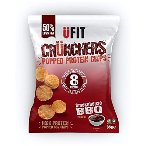 UFIT Crunchers Popped Chips, High Protein Healthy Crisps - Smokehouse BBQ Flavour (Box of 11 x 35g) Cover