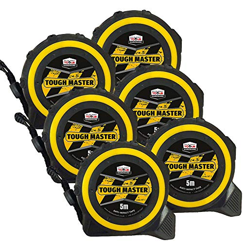 Toughmaster Lot de 6 rubans à mesurer de poche métrique/impérial 5 m 25 mm de large Cover