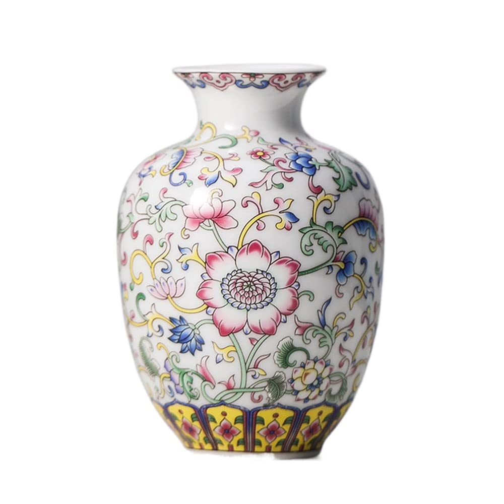 asdchZen Enamel Ceramic Vase,Chinoiserie Vase For Flowers, Unique Vase, Decorative Vase For Pampas Grass, Living Room, Bedroom,G