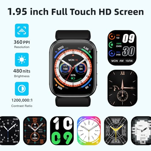 Smart Watch Blood Pressure, 1.95" Smart Watch BP Monitor with Air Pump Cuff, Blood Pressure Watch with Sleep Heart Rate Monitor, Pedometer, M7000... - Image 7