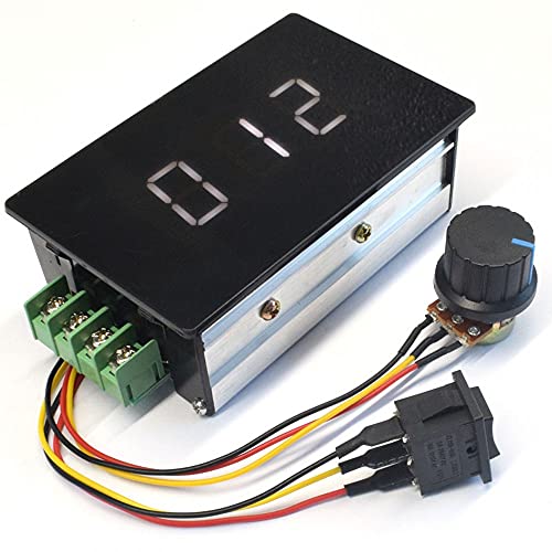 Adjustable Digital display 6-60V 20A PWM DC Brushed Motor Speed Controller Switch Control 12V 24V 36V 48V Forward Brake Reverse For power wheels regulation (20A PWM)