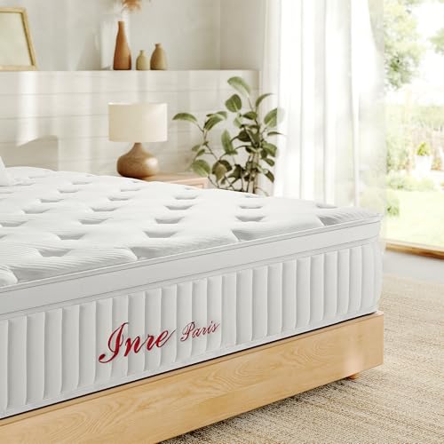 INRE Mattress 180 x 200 cm | Thickness 30 cm | Memory Foam Mattress | Oeko-TEX Certified | Breathable and Anti-Dust Mite | Firm Comfort | Deep Sleep | Reversible (White)