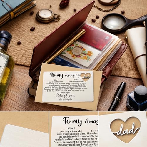 Image of YODOCAMP Dad Wallet Card Thank You Gift from Daughter, Appreciation Greeting Card for Father, Meaningful Birthday Fathers Day Gift, Engraved Pocket Card Reminder for Dad QBK14