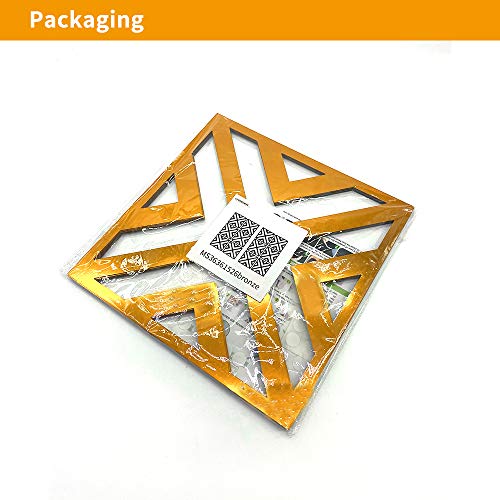 Funlife Corner Filigreel Tile Decorative Floral Pattern Mirror Ps Plastic Wall Stickers Non Glass Diy Vinyl Mirror For Furniture Cabinet Home Bedroom Decor 3.94" X 3.94" 16 Pcs Gold #TOP6