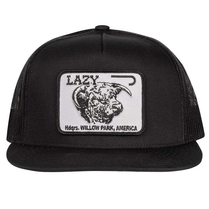 Image of Lazy J Ranch Wear Black Black White Patch - Hats Cap