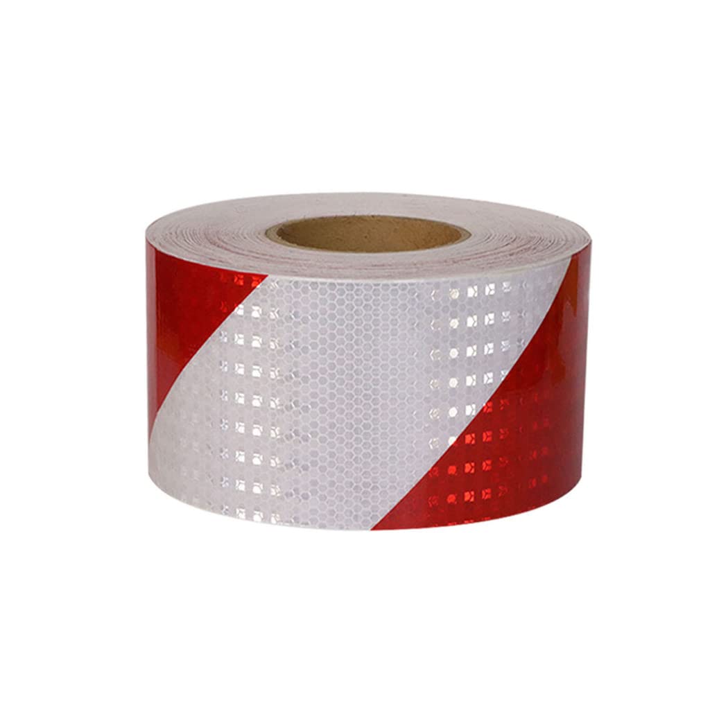 Taśma odblaskowa ostrzegawcza, Ostrzegawcza taśma odblaskowa wielokolorowa 10cm x 50m(Red+white)