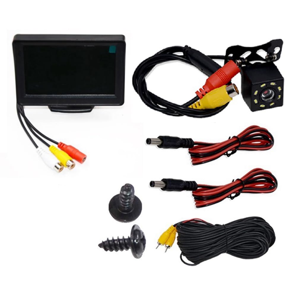 CáMara de VisióN Trasera Amplio Pantalla LCD TFT de 4,3 Pulgadas o Monitor VisióN una Prueba de Agua Copia de Seguridad de Marcha AtráS, CáMara de Monitor