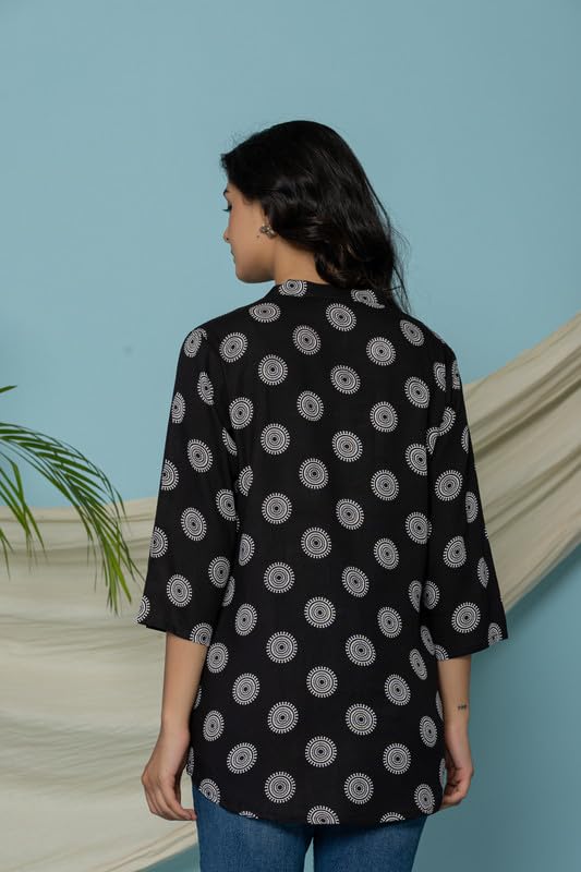 Image of Women's Cotton Printed Kurta Top | 3 /4 Sleeve Straight Kurti Casual Outings