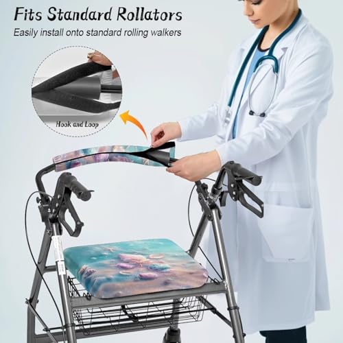 Image of Seashell Rollator Accessories Soft Rollator Walker Seat and Backrest Covers Universal Soft Walkers Seat Covers for Seniors Women Men