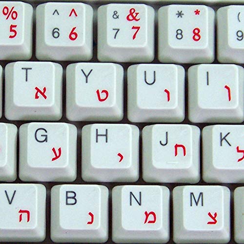 Hebrew Laminated Transparent Keyboard Labels For All Desktops & Laptops With Red Lettering #TOP13