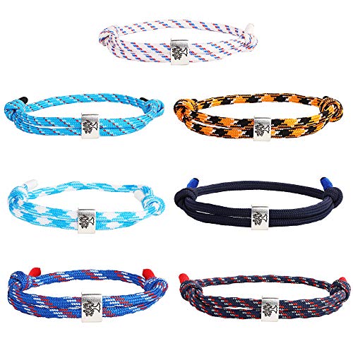 BESTEEL 7PCS Tressé Bracelet Marin pour Hommes Femmes Nautique Corde Surf Bracelets Nylon avec Arbre de Vie Accessoires Fait à la Main Ajustable