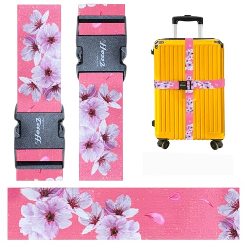 Teeoff Luggage Straps Suitcase Belts Travel Bag Accessories Adjustable 220CM (Sakura - 2 Pack)