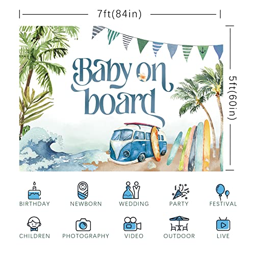 Fondo Fotográfico Baby Shower Tema Surf 7x5 pies miniatura 6