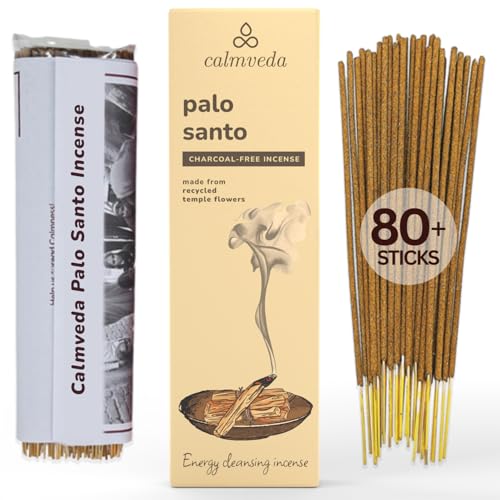 Holy Palo Santo Incense Sticks - 80 Charcoal Free Incense, Made from Upcycled Flowers | Cleansing Incense Sticks Spiritual or Inciensos para Sacar Malas Energias