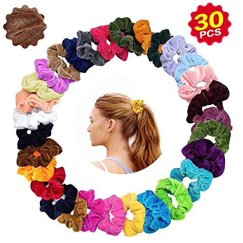 Haargummis Scrunchies Samt 30 Farben Haar Gummibänder Samt Scrunchies Haarbänder Elastische für Damen oder Mädchen Haarschmuck